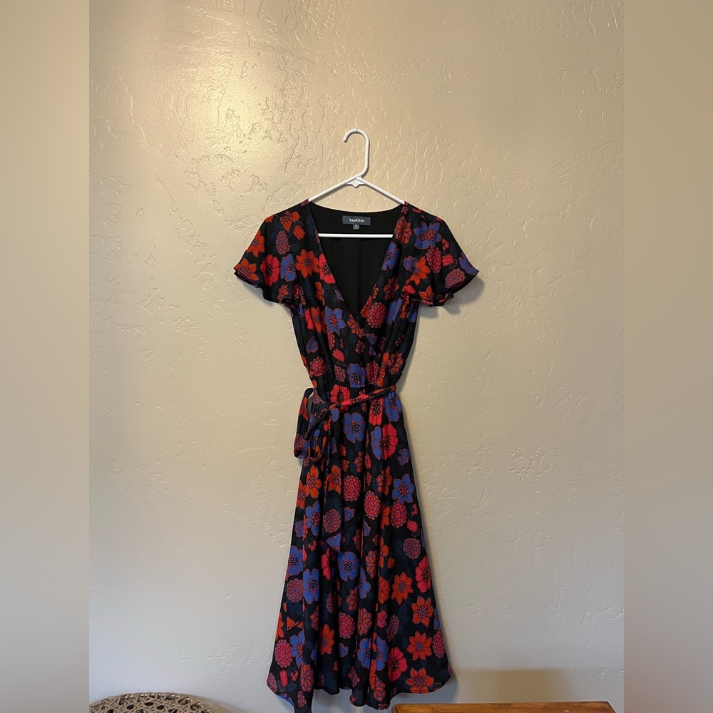 Modcloth Black and Red Floral Midi Dress